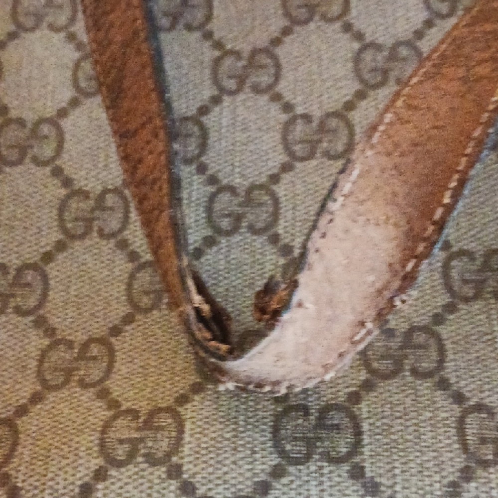 Gucci Supreme Coated Canvas Vintage Large Beige & Brown Laptop Tote Bag REHAB - Picture 6 of 11